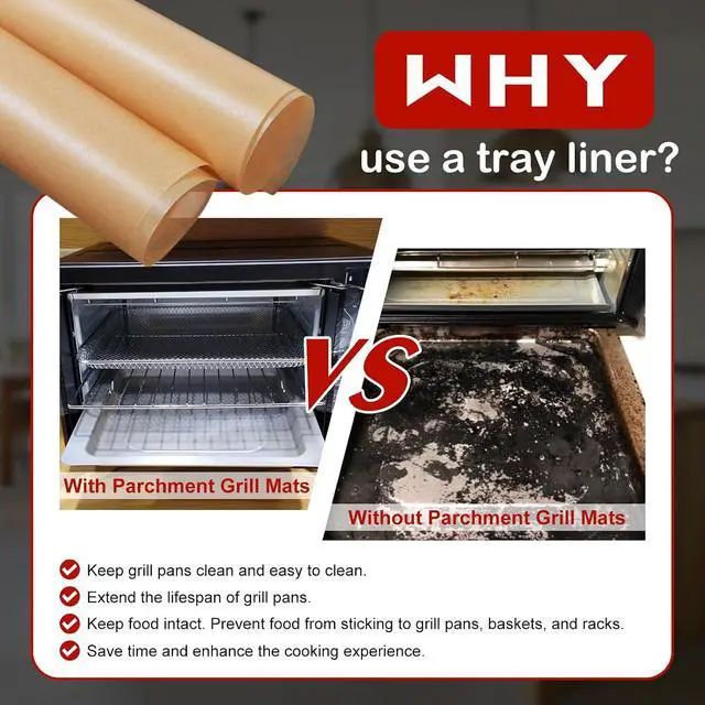 Alt view image 3 of 7 - 120Pcs Air Fryer Parchment Paper Liners Compatible with Gourmia GTF7460 Toaster Oven Air Fryer Combo, Disposable Nonstick Airfryer Paper Sheets Oven Liner for Gourmia French Door Air Fryer Accessories