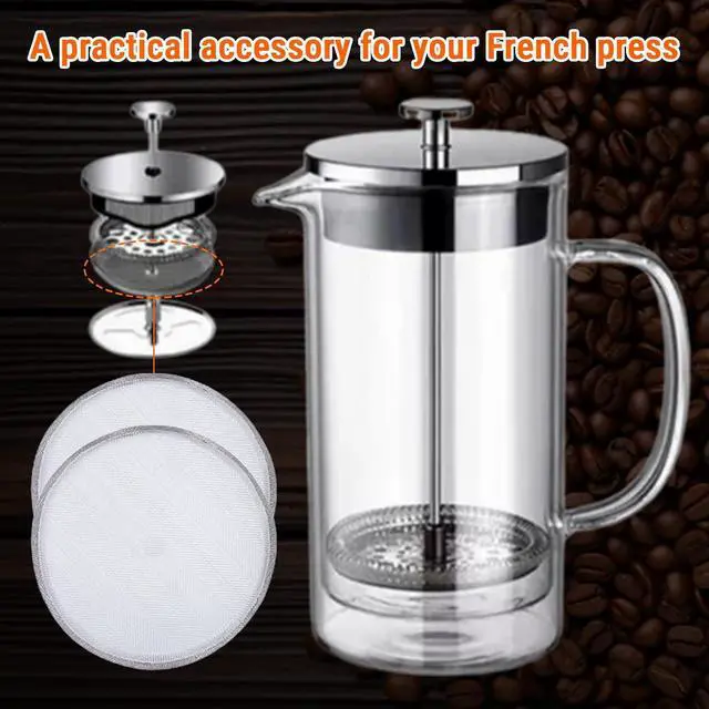 Alt view image 3 of 7 - French Press Coffee Filter Replacement 5 Pack | 304 Food-Grade Stainless Steel, Ultra-Fine 150 Mesh, Even Extraction, Easy Cleaning, Fits 8cm French Press