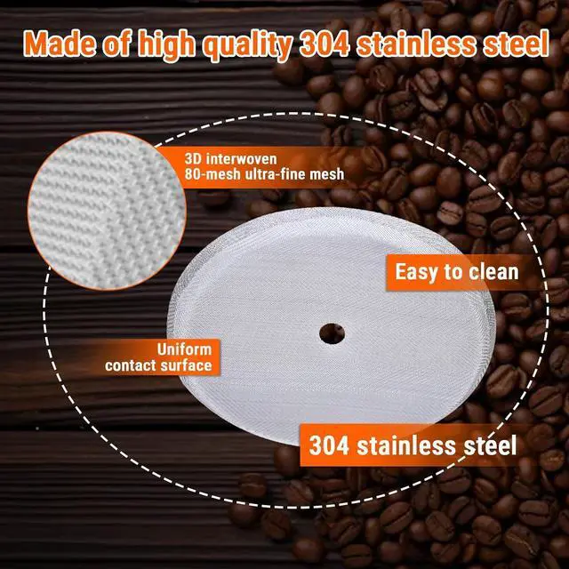 Alt view image 5 of 7 - French Press Coffee Filter Replacement 5 Pack | 304 Food-Grade Stainless Steel, Ultra-Fine 150 Mesh, Even Extraction, Easy Cleaning, Fits 8cm French Press