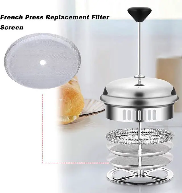 Alt view image 6 of 7 - French Press Coffee Filter Replacement 5 Pack | 304 Food-Grade Stainless Steel, Ultra-Fine 150 Mesh, Even Extraction, Easy Cleaning, Fits 8cm French Press
