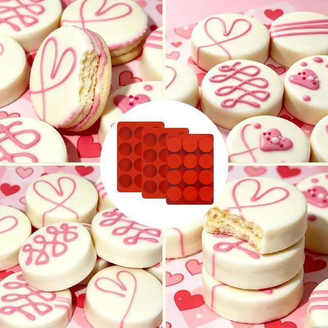 Alt view image 7 of 7 - 3Pcs Chocolate Cover Cookie Silicone Molds, 12-Cavity Round Cylinder Silicone Chocolate Cover Cookie Mold, Non-Stick Baking Mold for Mini Cakes, Jelly, Candy