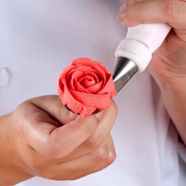 Alt view image 6 of 7 - Dr.Pedi 5 Pieces Rose Flower Piping Tips Set Cake Decorating Tips Icing Piping Nozzles Set Cupcake Decorating Kit Cupcake Pastry Tool