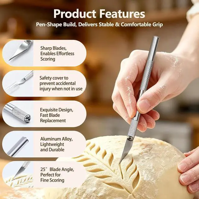 Alt view image 3 of 7 - 2 Pcs Bread Lame Sourdough Scoring Tool for Bread Baking Bread Scorer Dough Scoring Tool for Homemade Sourdough Bread Scoring Tool Set with 10 Replacement Blades & 1 Storage Case