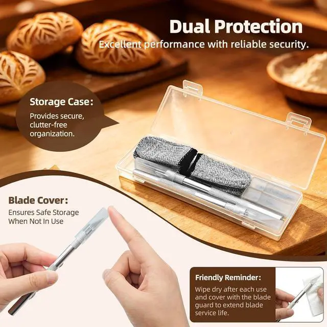 Alt view image 4 of 7 - 2 Pcs Bread Lame Sourdough Scoring Tool for Bread Baking Bread Scorer Dough Scoring Tool for Homemade Sourdough Bread Scoring Tool Set with 10 Replacement Blades & 1 Storage Case