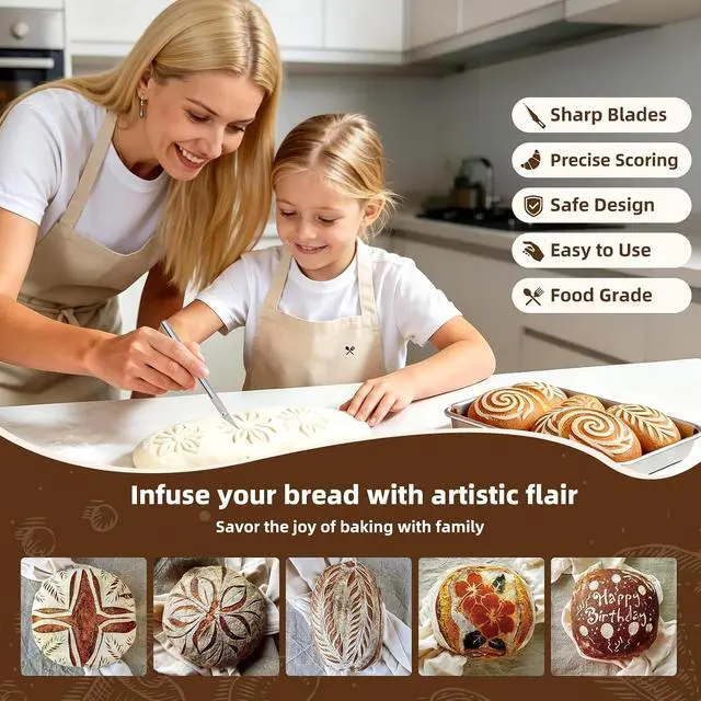 Alt view image 7 of 7 - 2 Pcs Bread Lame Sourdough Scoring Tool for Bread Baking Bread Scorer Dough Scoring Tool for Homemade Sourdough Bread Scoring Tool Set with 10 Replacement Blades & 1 Storage Case