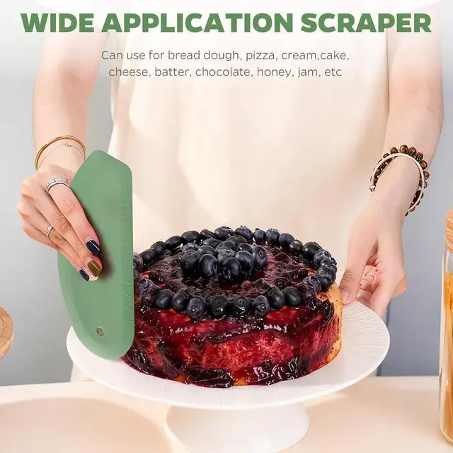 Alt view image 5 of 7 - Bowl Scraper Dough Scraper Tool, 2PCS Silicone Bench Scraper for Kitchen | Bench Scraper for Baking, Kitchen Pastry Scraper for Bread, Cake, cheese, Cream, Honey, Food Scraper with Curved Edge, Green