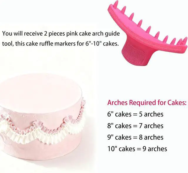 Alt view image 3 of 7 - 2 PCS Cake Arch Guide Tool, Cake Piping Guide Tool, Ruffle Guide Stencil, Cake Decorating Tools, Cake Ruffle Marker for 6"-10" Cakes