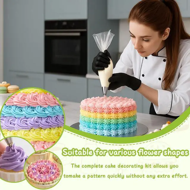 Alt view image 2 of 6 - Suuker Open Star Piping Tips Set, 9 Pieces, Small Size | French Star Tube, Stainless Steel, For Cupcakes Cakes Cookies, Frosting Nozzle Kit