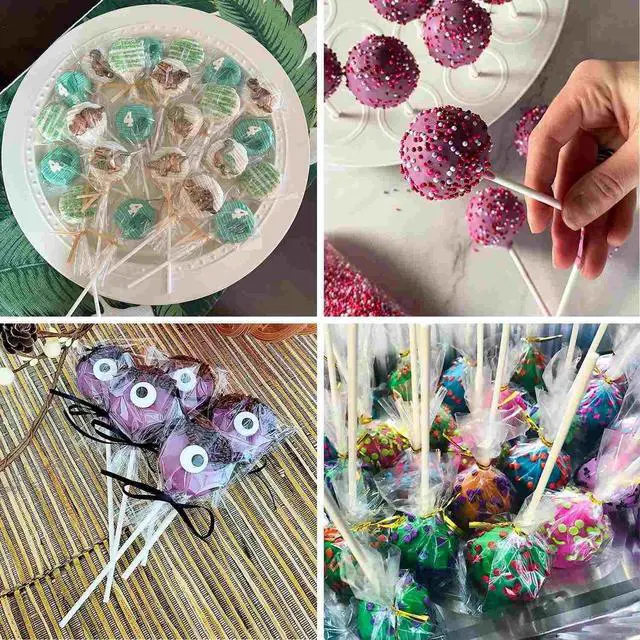 Alt view image 3 of 7 - 100 Pcs White Lollipop Sticks 3 Inch Cake Pop Sticks Candy Sticks for Cake Pops Paper Lollipop Stick Sucker Sticks for Homemade Rainbow Candy Chocolate Cookie Cake Topper Dessert Treat Sticks