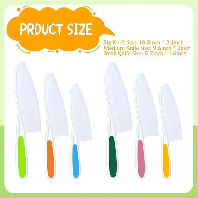 Alt view image 6 of 6 - Knives for Kids, 6-Piece Kitchen Cooking and Baking Knife Set, Children's Knives for Real Cooking, BPA-Free Kids' Toddler Tool