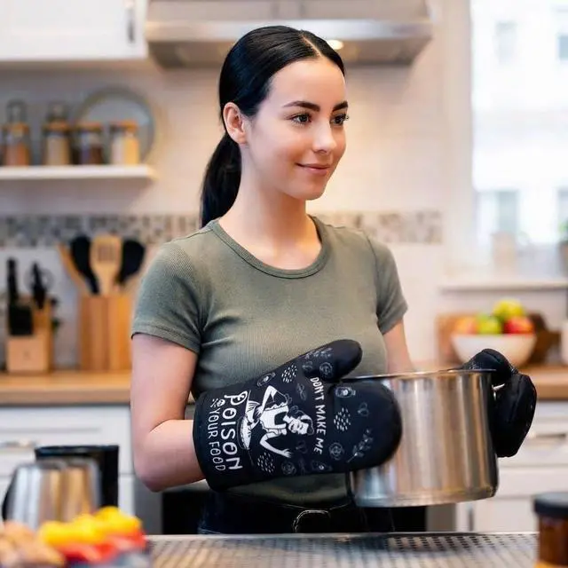 Alt view image 3 of 7 - Don't Make Me Poison Your Food Oven Mitt Funny Oven Mitt | Funny Graphic Kitchenwear, Graphic , Cool Food, Heat Protection, Novelty Cookware