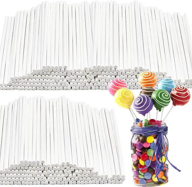 Main image of 500 Pcs 4-Inch White Lollipop Sticks,Cake Pops Sticks,Paper Treat Sticks Sucker Stick for Cake Toppers,Dessert,Chocolate,Cookie,Candy(3mm)
