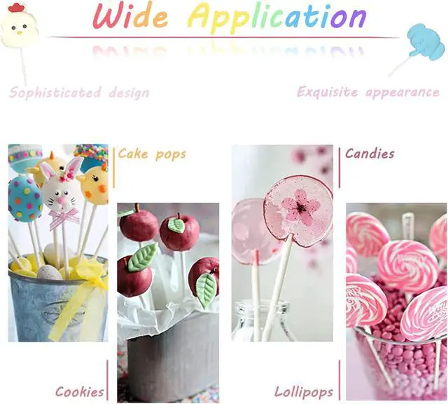 Alt view image 4 of 7 - 500 Pcs 4-Inch White Lollipop Sticks,Cake Pops Sticks,Paper Treat Sticks Sucker Stick for Cake Toppers,Dessert,Chocolate,Cookie,Candy(3mm)
