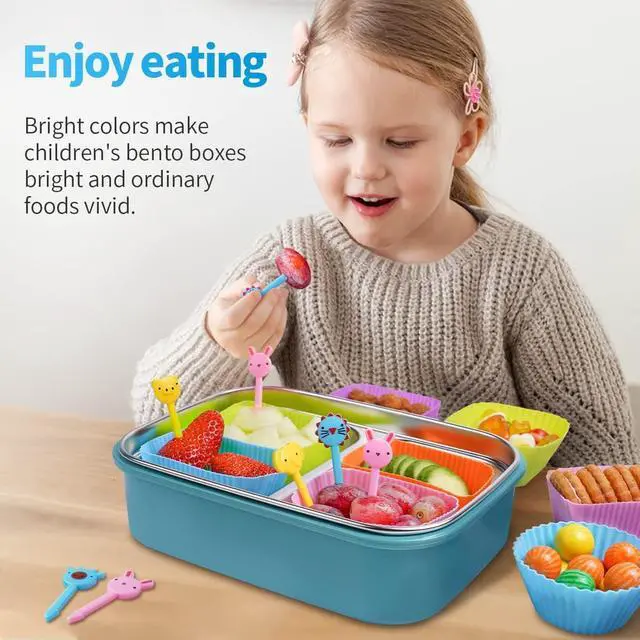 Alt view image 3 of 7 - Doiaz Silicone Lunch Bento Box, 52 Pack Bento Lunch Box Bundle Dividers with Food Picks Lunch Accessories, Durable, Reusable, BPA-Free, Freezer and Dishwasher Safe