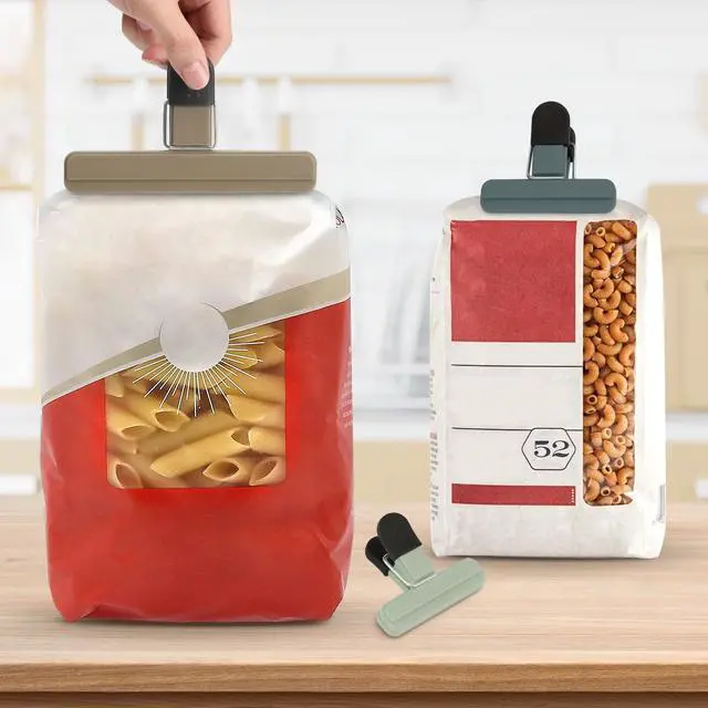 Alt view image 3 of 6 - TACGEA Chip Clips, 8 Pack Food Clips, Upgrade Wide Open Bag Clip for Food Storage with Air Tight Seal Grip Neutral Color (4 x L, 4 x S)