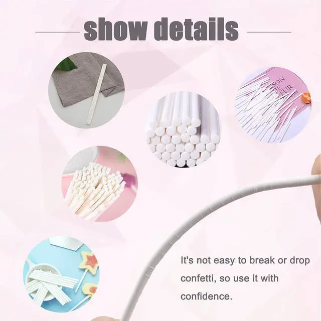 Alt view image 5 of 7 - 500 Pcs 4-Inch White Lollipop Sticks,Cake Pops Sticks,Paper Treat Sticks Sucker Stick for Cake Toppers,Dessert,Chocolate,Cookie,Candy(3mm)