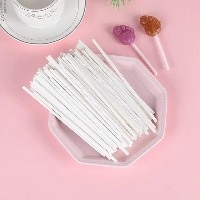 Alt view image 7 of 7 - 500 Pcs 4-Inch White Lollipop Sticks,Cake Pops Sticks,Paper Treat Sticks Sucker Stick for Cake Toppers,Dessert,Chocolate,Cookie,Candy(3mm)