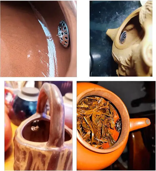 Alt view image 7 of 7 - 2 Pack Cast Iron Teapot Spout Tea Strainers Inisde Insert Loose Tea Filter for Japanese Tetsubin Stovetop Kettle Kyusu Zisha Tea Pots Kungfu Tea Set Kung Fu Teapot Yixing Clay Teapots