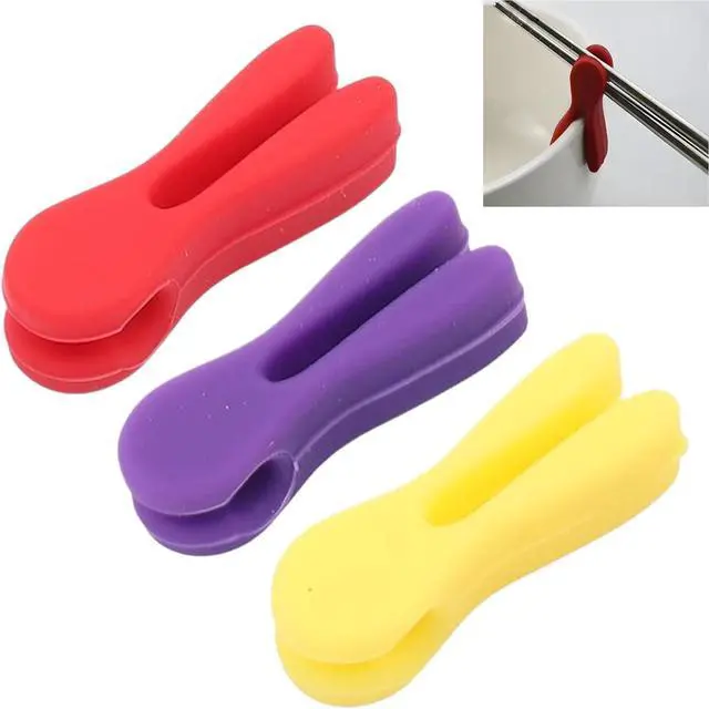 Main image of 3Pcs Silicone Pot Clip Spoon Rest, Utensil Pot Clip Heat Resistant Kitchen Utensil Holder, Bracket Clips Chopstick Cutlery Restsfor Stove Top Rest Kitchen Spoon Holder
