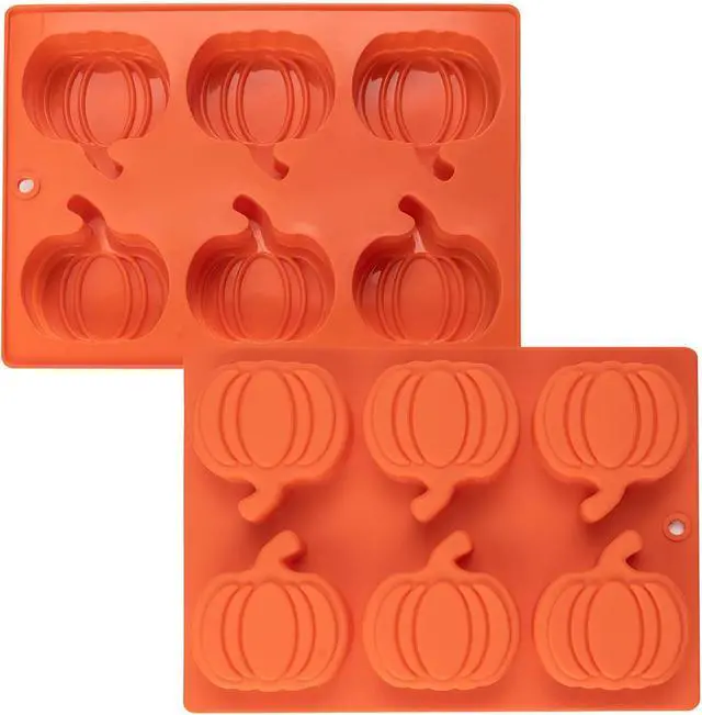 Alt view image 2 of 7 - Silicone Pumpkin Molds, 2 Pack Pumpkin-Shaped Cake Molds Thanksgiving Cookie Molds Muffin Cupcake Pan Hot Chocolate Bomb Mold for Halloween Thanksgiving Fall Baking and Wax Melts Soap Making