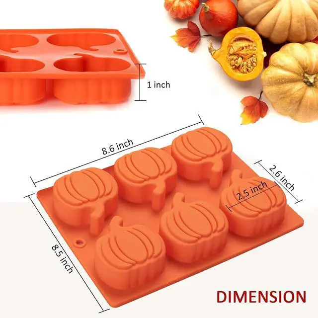 Alt view image 4 of 7 - Silicone Pumpkin Molds, 2 Pack Pumpkin-Shaped Cake Molds Thanksgiving Cookie Molds Muffin Cupcake Pan Hot Chocolate Bomb Mold for Halloween Thanksgiving Fall Baking and Wax Melts Soap Making