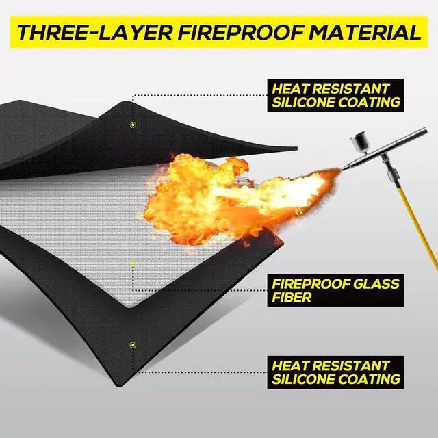 Alt view image 5 of 7 - PAWBOSE Heat Resistant Mats for Countertops 15x18 Inch - 1PCS Fireproof Air Fryer Mat, Hot Pad for Ninja, COSORI, Cuisinart, Toaster, Oven & Small Kitchen Appliances - Black