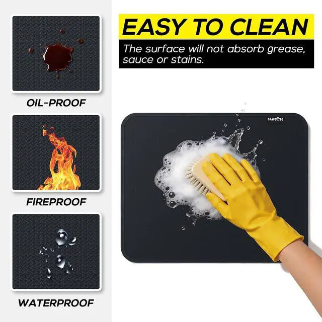Alt view image 4 of 7 - PAWBOSE Heat Resistant Mats for Countertops 15x18 Inch - 1PCS Fireproof Air Fryer Mat, Hot Pad for Ninja, COSORI, Cuisinart, Toaster, Oven & Small Kitchen Appliances - Black
