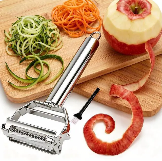 Main image of Julienne Peeler, Double-Sided Blade Multifunctional Vegetable Peeler | 3 in 1 Y Stainless Steel Vegetable Peeler for potato,cabbage,carrot,cucumber,fruit