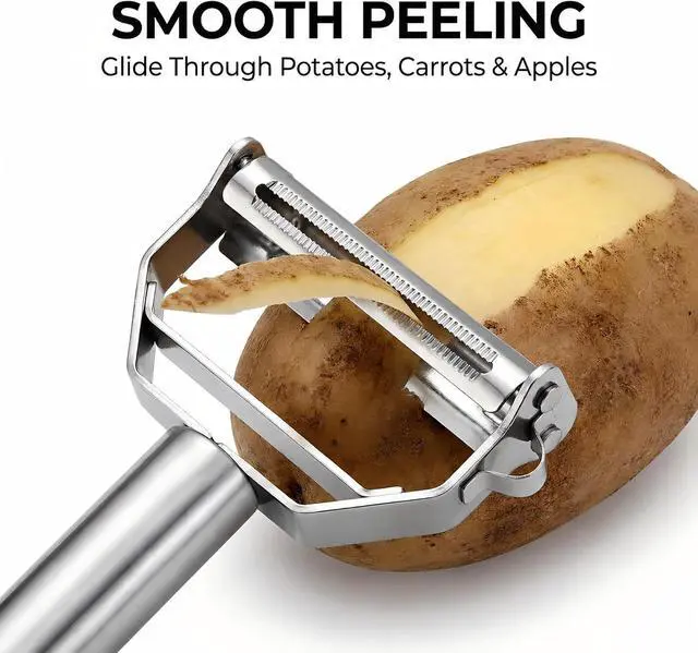 Alt view image 2 of 7 - Julienne Peeler, Double-Sided Blade Multifunctional Vegetable Peeler | 3 in 1 Y Stainless Steel Vegetable Peeler for potato,cabbage,carrot,cucumber,fruit