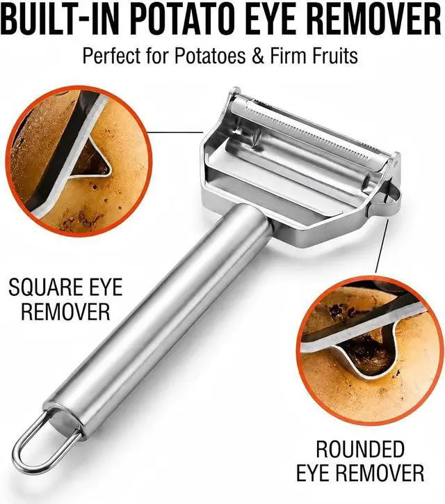 Alt view image 3 of 7 - Julienne Peeler, Double-Sided Blade Multifunctional Vegetable Peeler | 3 in 1 Y Stainless Steel Vegetable Peeler for potato,cabbage,carrot,cucumber,fruit