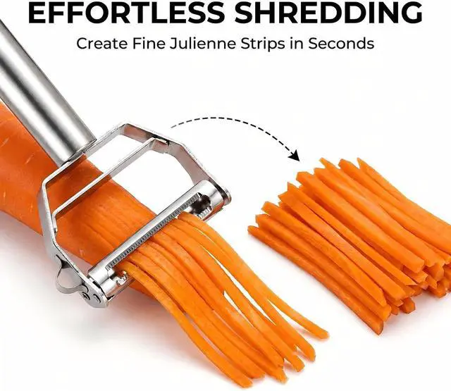 Alt view image 4 of 7 - Julienne Peeler, Double-Sided Blade Multifunctional Vegetable Peeler | 3 in 1 Y Stainless Steel Vegetable Peeler for potato,cabbage,carrot,cucumber,fruit