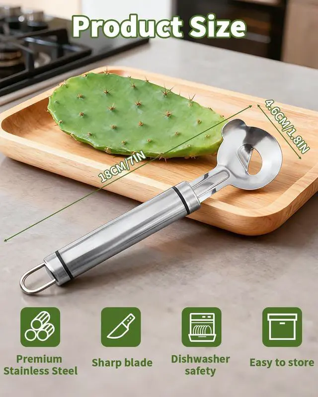 Alt view image 2 of 7 - Cactus Peeler Tool, Cactus Peeler Spoon, Long Handle Knife with Hole, Kitchen Gadget Accessories