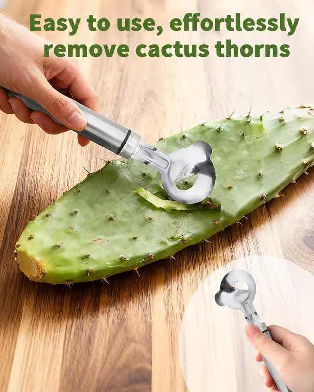 Alt view image 3 of 7 - Cactus Peeler Tool, Cactus Peeler Spoon, Long Handle Knife with Hole, Kitchen Gadget Accessories