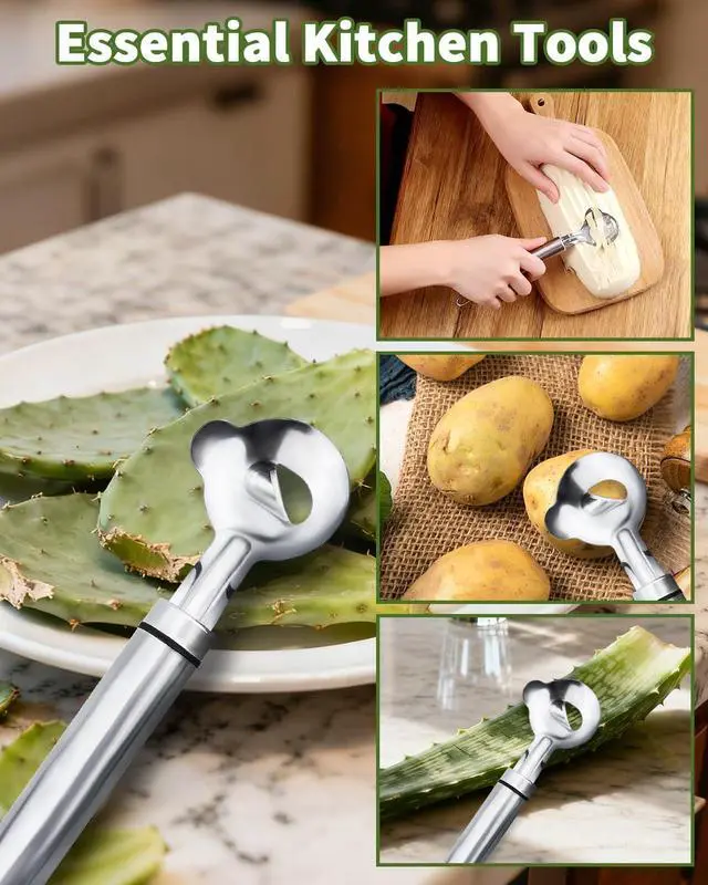 Alt view image 7 of 7 - Cactus Peeler Tool, Cactus Peeler Spoon, Long Handle Knife with Hole, Kitchen Gadget Accessories