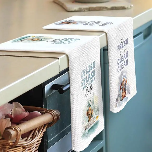 Alt view image 2 of 6 - Dog Bathroom Kitchen Towels - Dachshund Gifts Dish Towel, Dog Lovers Gifts Funny Dish Towels with Sayings Decorative Absorbent Dishcloths Hand Towel Set of 2 for Kitchen Decor 16x24 Inches