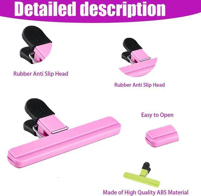 Alt view image 3 of 7 - 6 Pack Heavy Duty Bag Clip - Large Food Storage Clips for Chips, Snacks, Seal Bags - Durable Plastic Sealing Clips for Home, Office (3.5 x 6 Inch)