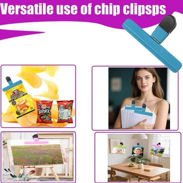 Alt view image 4 of 7 - 6 Pack Heavy Duty Bag Clip - Large Food Storage Clips for Chips, Snacks, Seal Bags - Durable Plastic Sealing Clips for Home, Office (3.5 x 6 Inch)
