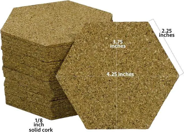 Alt view image 2 of 2 - Iconikal Hexagon Cork Coasters, 1/8-Inch Thick, 24-Count