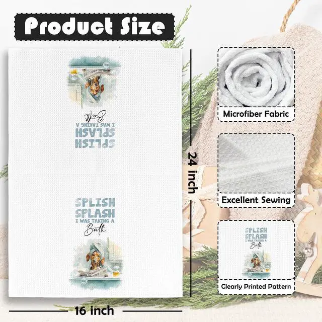 Alt view image 6 of 6 - Dog Bathroom Kitchen Towels - Dachshund Gifts Dish Towel, Dog Lovers Gifts Funny Dish Towels with Sayings Decorative Absorbent Dishcloths Hand Towel Set of 2 for Kitchen Decor 16x24 Inches