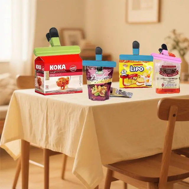 Alt view image 5 of 7 - 6 Pack Heavy Duty Bag Clip - Large Food Storage Clips for Chips, Snacks, Seal Bags - Durable Plastic Sealing Clips for Home, Office (3.5 x 6 Inch)