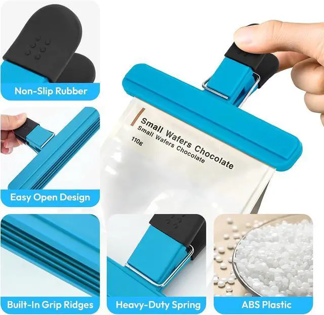 Alt view image 3 of 7 - OWLKELA 6 Pcs Chip Clips,6 inch x 3.4 inch, Multicolor | Heavy Duty Seal Grip, Plastic Bag Clips, Ideal for Kitchen, Pantry, Home & Food Packages