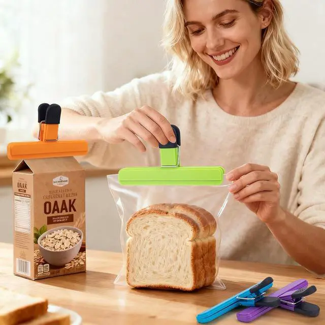 Alt view image 5 of 7 - OWLKELA 6 Pcs Chip Clips,6 inch x 3.4 inch, Multicolor | Heavy Duty Seal Grip, Plastic Bag Clips, Ideal for Kitchen, Pantry, Home & Food Packages