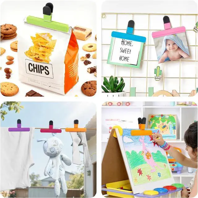 Alt view image 7 of 7 - OWLKELA 6 Pcs Chip Clips,6 inch x 3.4 inch, Multicolor | Heavy Duty Seal Grip, Plastic Bag Clips, Ideal for Kitchen, Pantry, Home & Food Packages