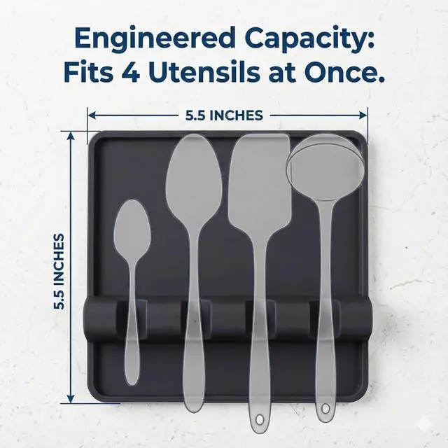 Alt view image 2 of 7 - Cooler Kitchen Black Silicone Spoon Rest for Stove Top with Drip Pad (Two Pack) - Heat-Resistant, BPA-Free Utensil Rest & Spoon Holder for Kitchen Counter - Grill Utensil Holder for Spatulas