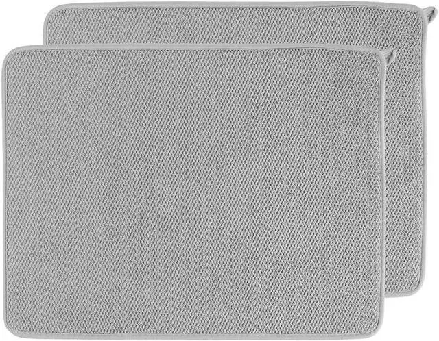 Main image of 2 Pack Dish Drying Mat Absorbent Microfiber Dish Drainer Mats for Kitchen Counter, 20 x 15 Inch Mats for Drying Dishes, Gray