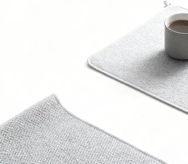 Alt view image 3 of 5 - 2 Pack Dish Drying Mat Absorbent Microfiber Dish Drainer Mats for Kitchen Counter, 20 x 15 Inch Mats for Drying Dishes, Gray