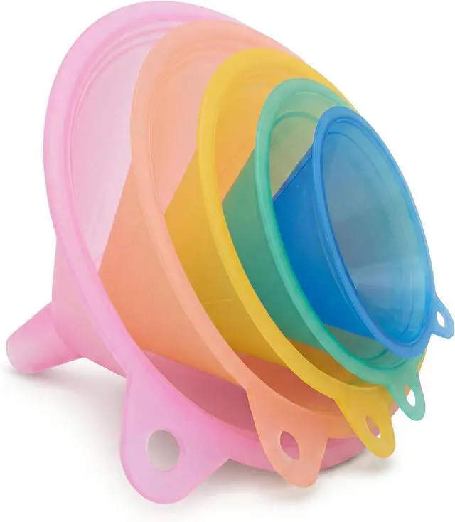 Main image of Plastic Kitchen Funnel Set of 5, Round Food Funnels for Kitchen Use, Multifunctional Funnels for Filling Bottles Canning Oil Funnel for Cooking, Lab and Automotive Use