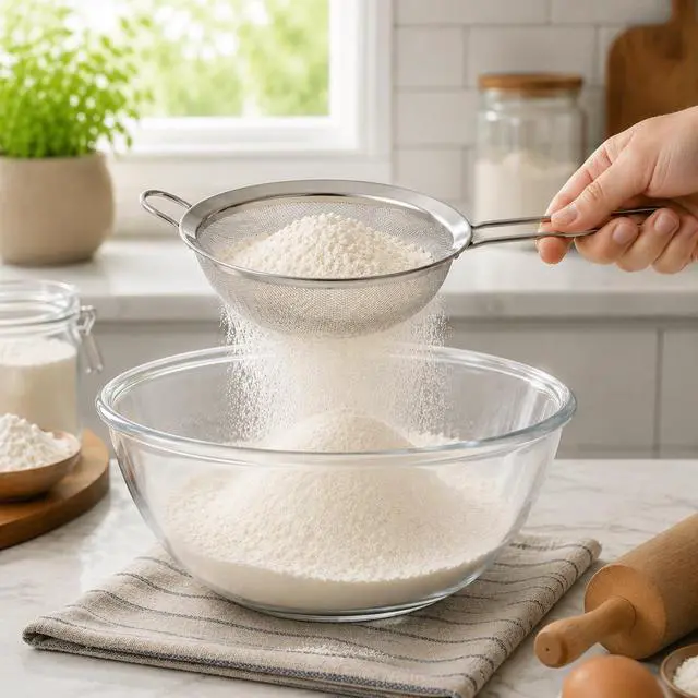 Alt view image 6 of 7 - HiramWare Fine Mesh Strainer, Medium Stainless Steel Colander with Handle, Sieve for Pasta, Rice, Quinoa, Spaghetti, Fruits, Berry, Flour, Veggies, Metal Sifter for Kitchen