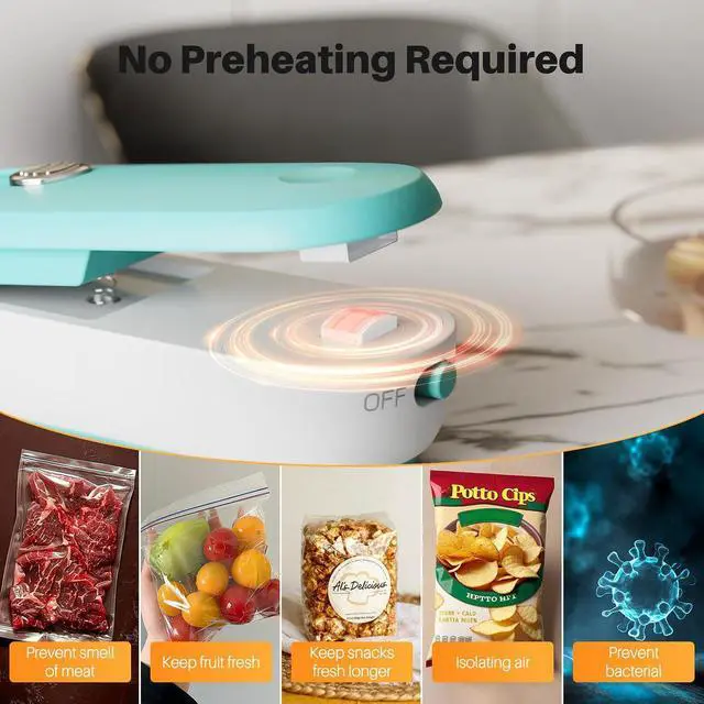 Alt view image 4 of 7 - ODSD 2 in 1 Mini Bag Sealer - Heat Seal and Cutter with Lanyard, Portable Handheld Chip Bag Sealer for Snacks, Candies, Plastic Food Storage (Batteries Included)