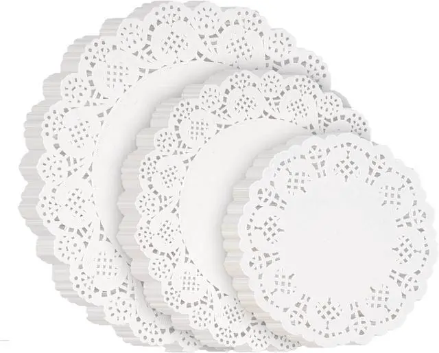 Main image of Paper Doilies Assorted Sizes, Disposable Lace Doilies for Dessert Trays | 99 Pcs, 4.5 6.5 8.5 in, for Table Cake, Round, Safe for Food, Good Oil Absorption, Xmas Craft, White, Paper Placemats Bulk